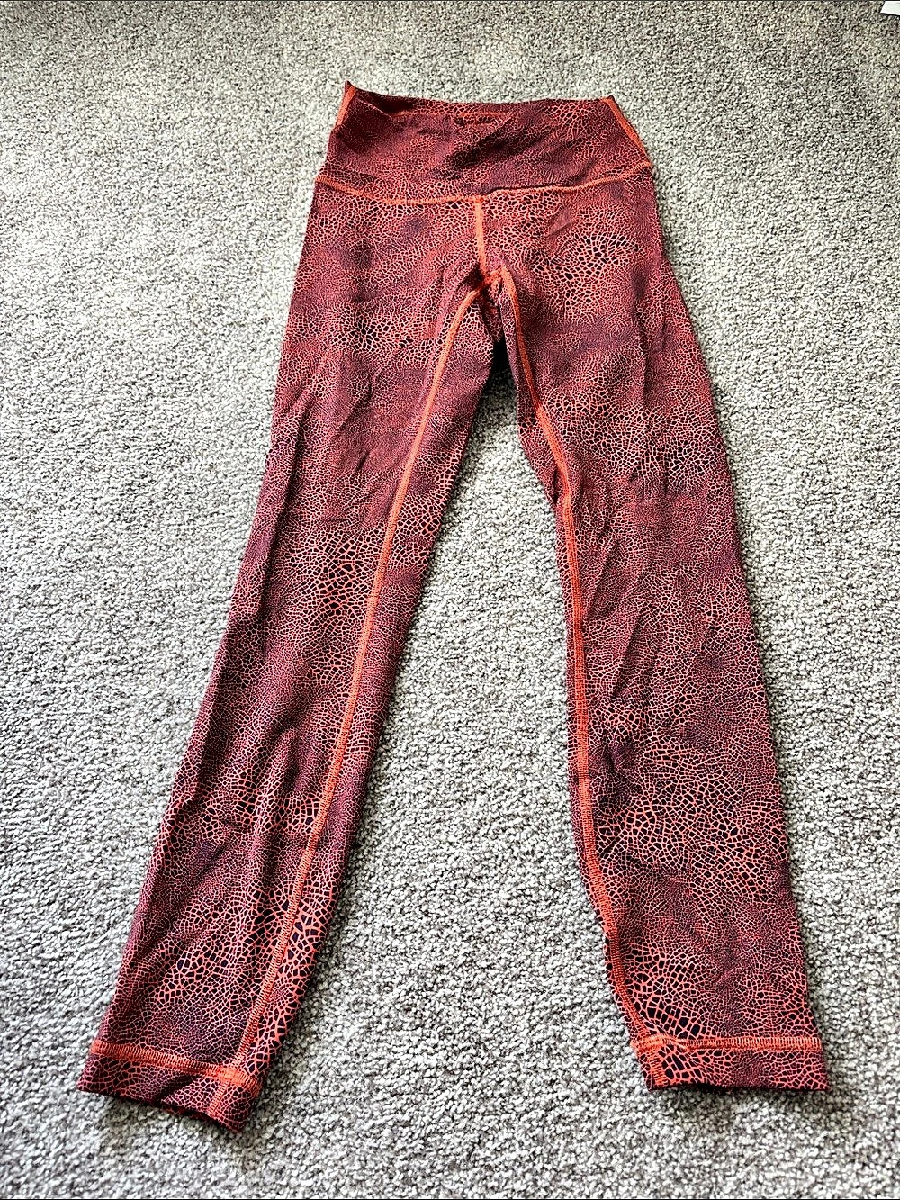 Lululemon Wunder Under Pant (Hi-Rise) *Full-On Luon Leggings Orange and Blue